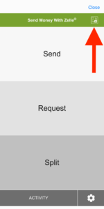 screenshot of zelle app