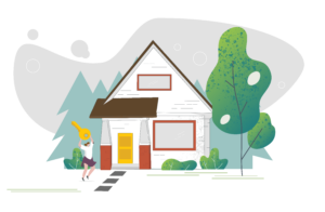 Illustration of person moving into new house